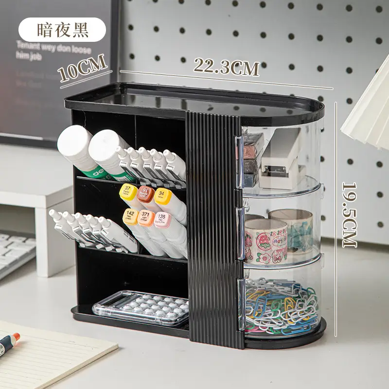 Large Capacity Makeup Storage Box Black 10x9x6.5cm - Image 3