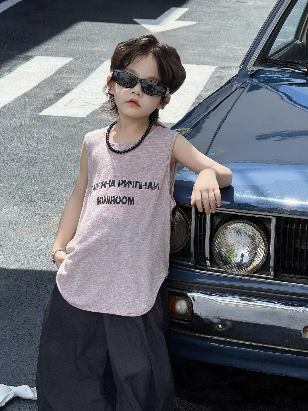 Kids Sleeveless Vest Summer Top T-Shirt Korean Style Loose Fit