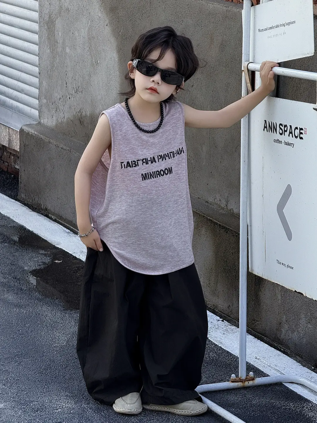 Kids Sleeveless Vest Summer Top T-Shirt Korean Style Loose Fit — feature 10