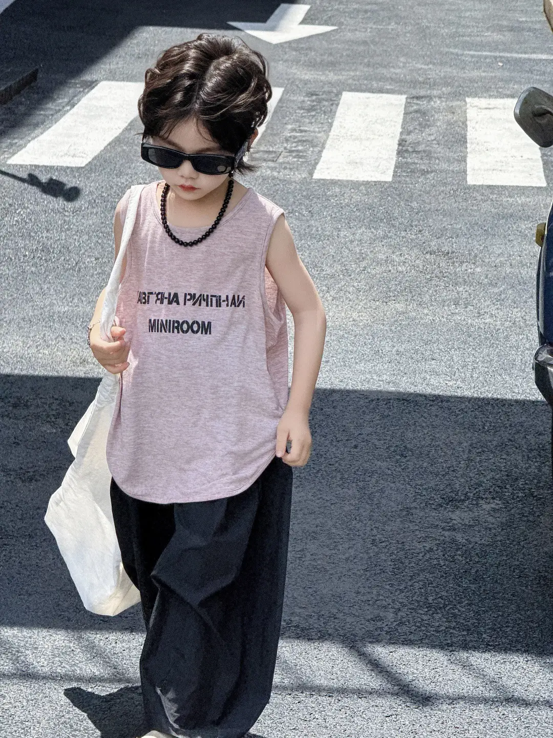 Kids Sleeveless Vest Summer Top T-Shirt Korean Style Loose Fit — feature 3