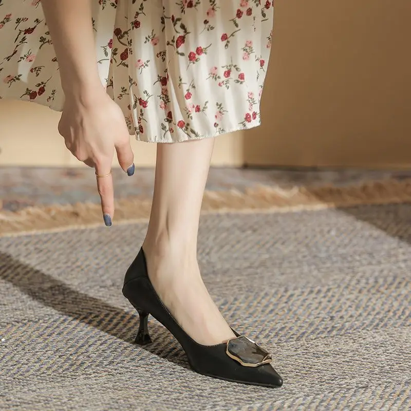 French-Style High Heels with Pointed Toes and Stiletto Heels, 2026 Spring and Autumn New Style, Shallow Mouth, Commuter Style, Goddess Style, Comfortable for Feet, Professional Single Shoes for Women - Image 5