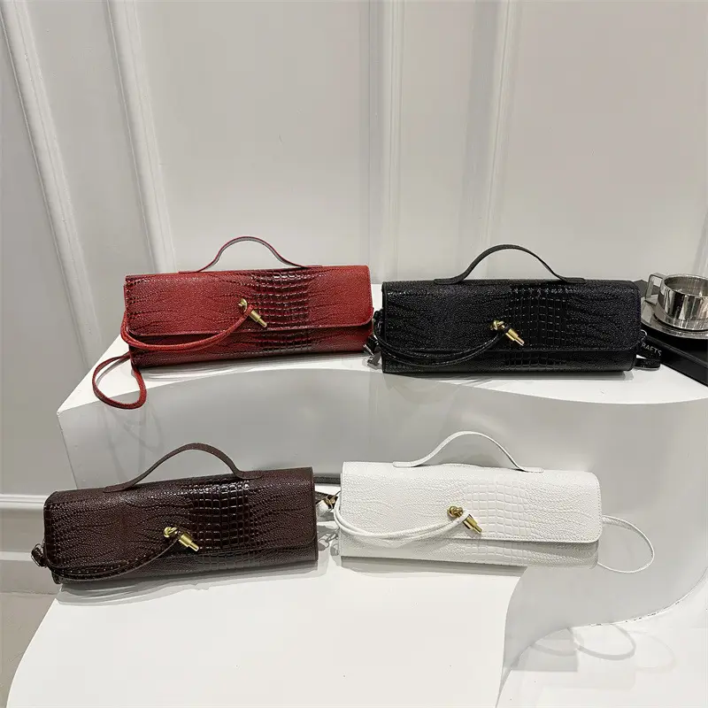 Red Croc Leather Shoulder Bag for Women 2025 - Image 8