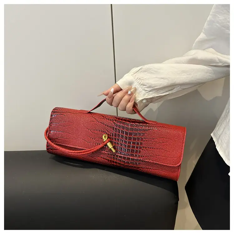 Red Croc Leather Shoulder Bag for Women 2025 — feature 31