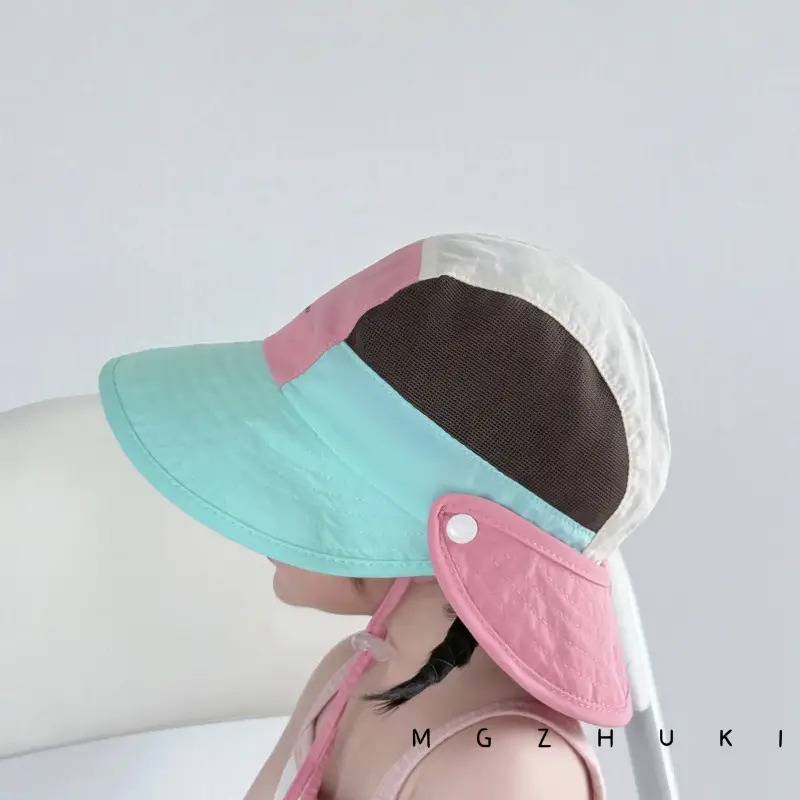 Baby Sun Hat with Green Tree Embroidery, Beige & Brown, Quick-Drying, Double Brim - Image 7