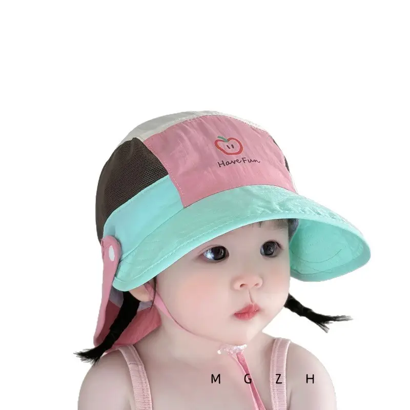 Baby Sun Hat with Green Tree Embroidery, Beige & Brown, Quick-Drying, Double Brim - Image 10