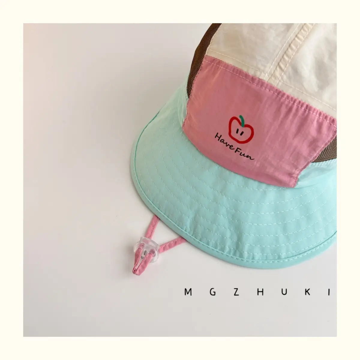 Baby Sun Hat with Green Tree Embroidery, Beige & Brown, Quick-Drying, Double Brim — feature 13