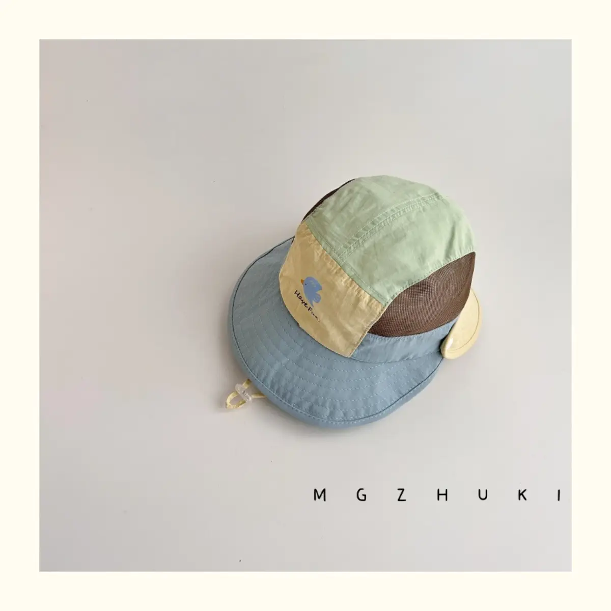 Baby Sun Hat with Green Tree Embroidery, Beige & Brown, Quick-Drying, Double Brim — feature 15
