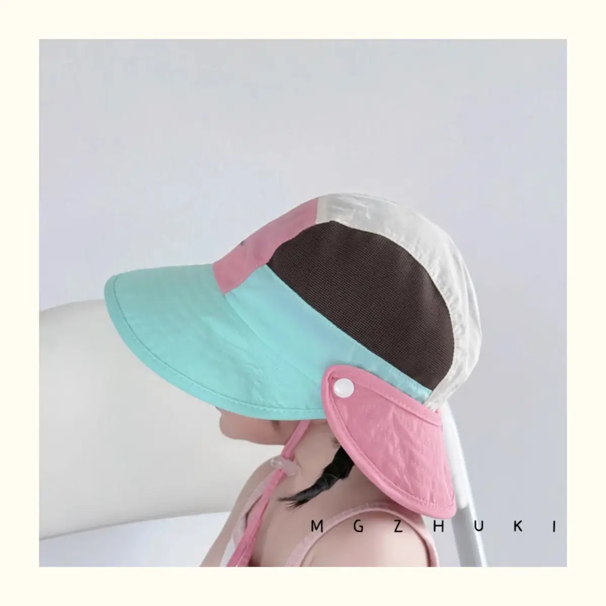 Baby Sun Hat with Green Tree Embroidery, Beige & Brown, Quick-Drying, Double Brim — feature 4