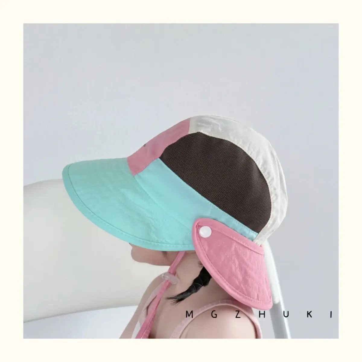 Baby Sun Hat with Green Tree Embroidery, Beige & Brown, Quick-Drying, Double Brim — feature 6
