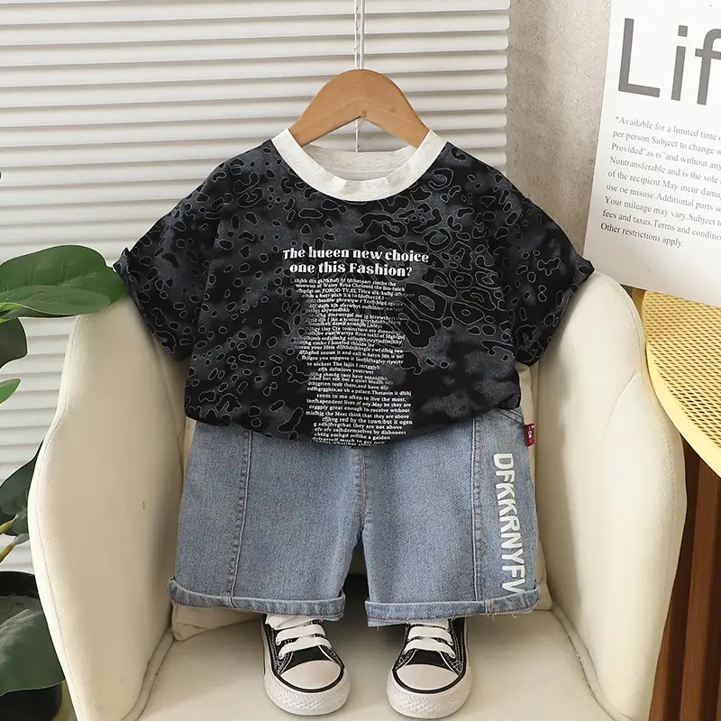 Kids Floral Print T-Shirt Shorts Set Summer Wear - Image 3