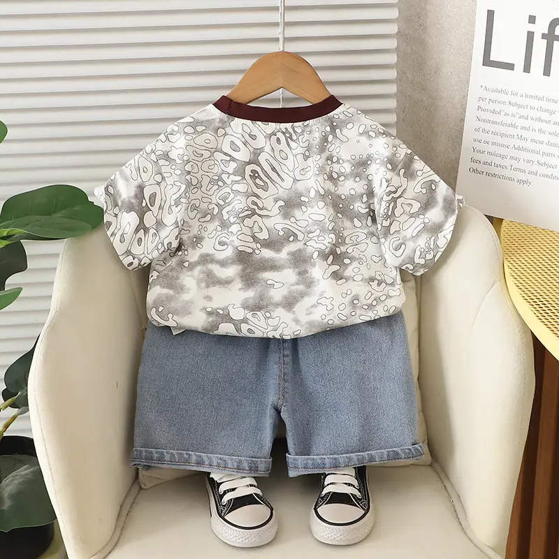 Kids Floral Print T-Shirt Shorts Set Summer Wear - Image 5