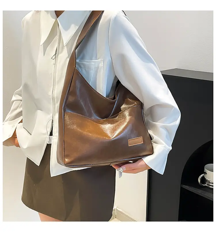 Large Capacity Retro Bag Female College Student Texturistic Commuter Tote Bag — feature 14