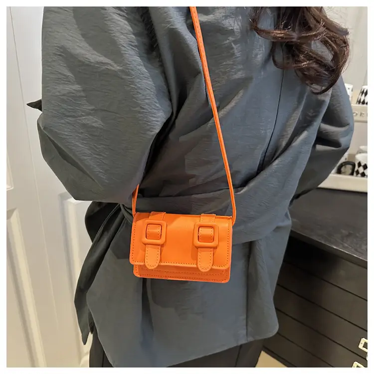 Small Square Bag for Women Tan Leather Shoulder Crossbody — feature 10