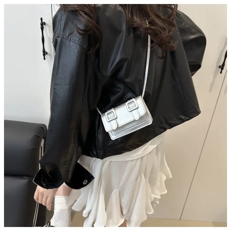 Small Square Bag for Women Tan Leather Shoulder Crossbody — feature 17