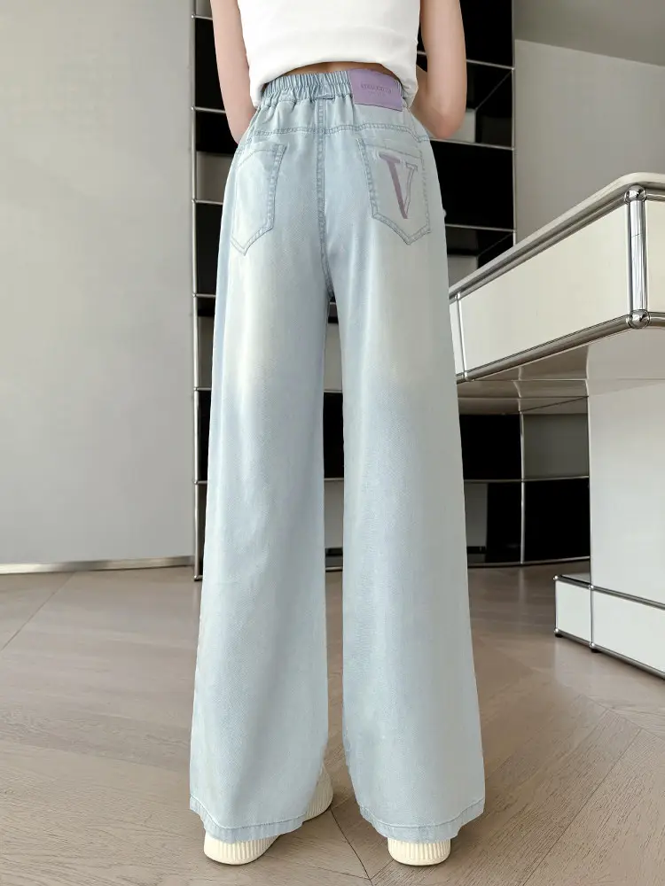 Girls' Tencel Jeans Summer 2026 New Style Junior High School Girls' Thin Pants Mosquito-Proof Pants for Older Girls