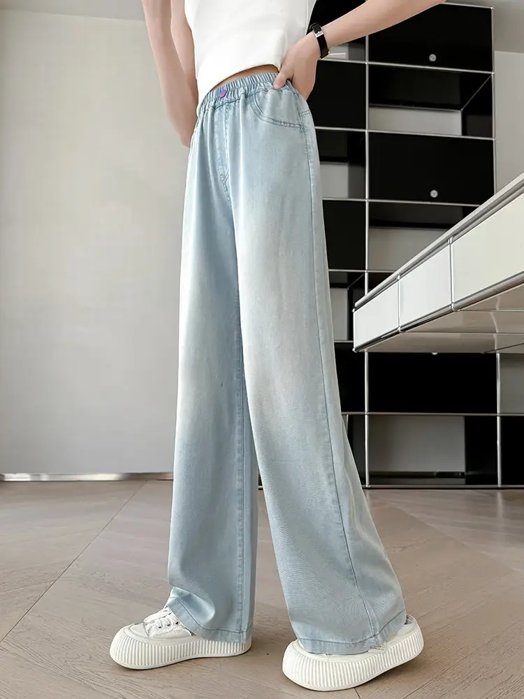 Girls' Tencel Jeans Summer 2026 New Style Junior High School Girls' Thin Pants Mosquito-Proof Pants for Older Girls