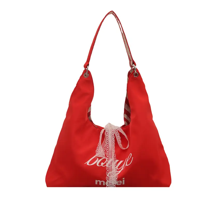 Red Striped Embroidered Women's Shoulder Bag - Image 7