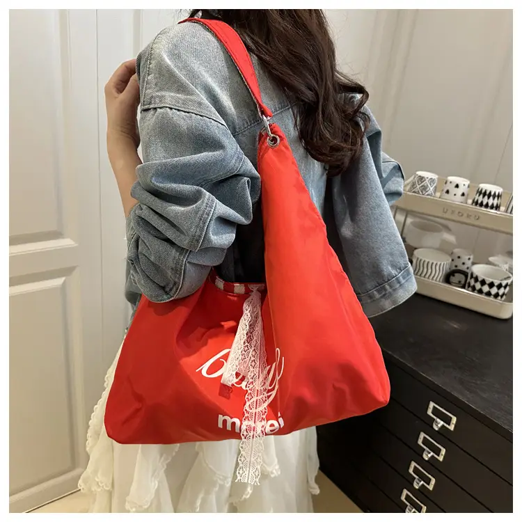 Red Striped Embroidered Women's Shoulder Bag — feature 15
