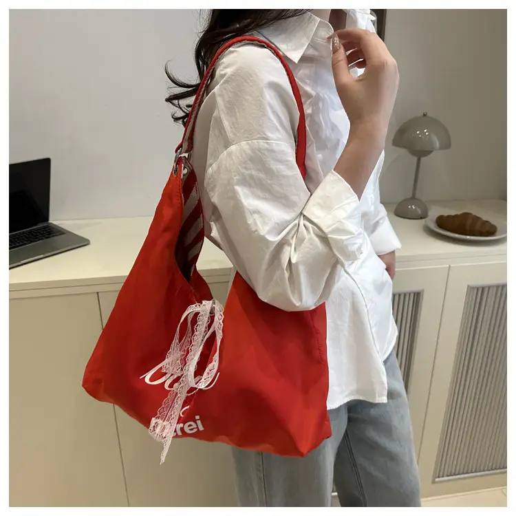 Red Striped Embroidered Women's Shoulder Bag — feature 16