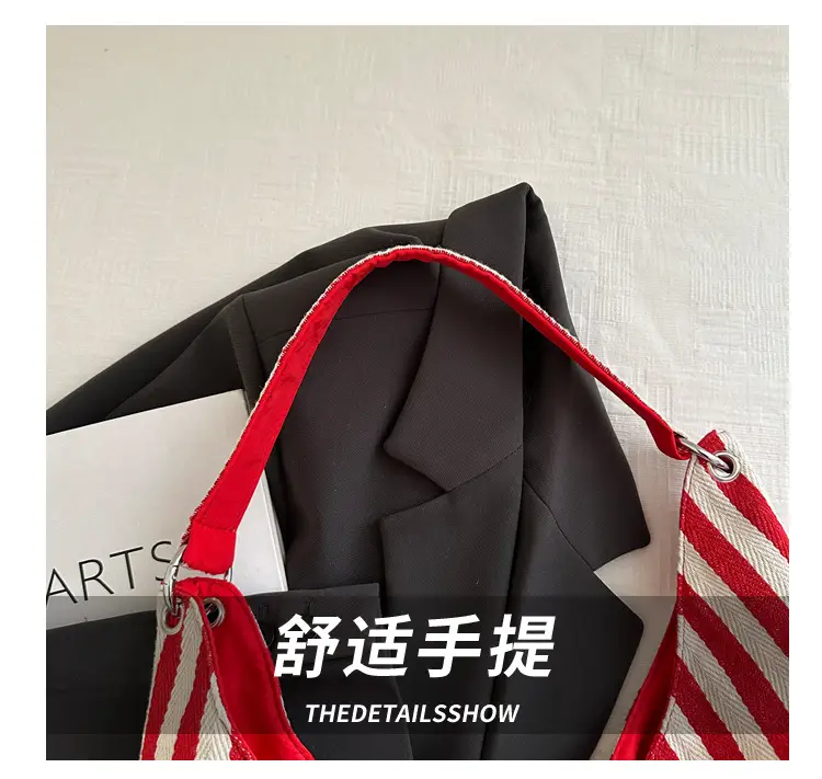 Red Striped Embroidered Women's Shoulder Bag — feature 4