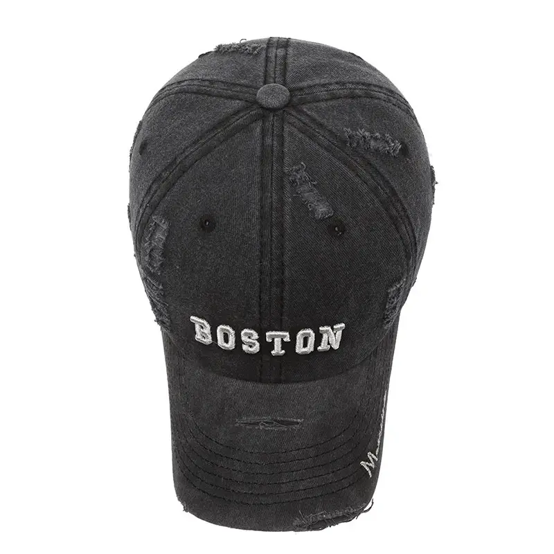 Maroon Distressed "BOSTOW" Embroidered Cap - Image 8