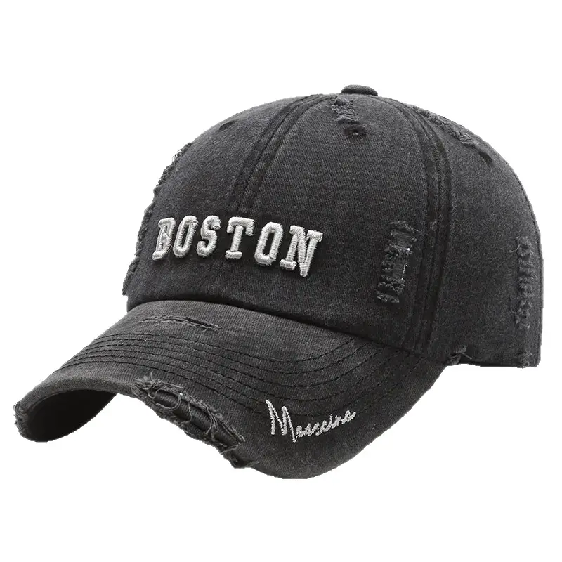Maroon Distressed "BOSTOW" Embroidered Cap - Image 10