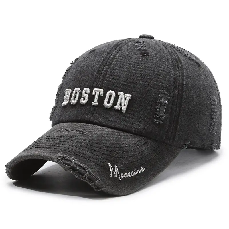Maroon Distressed "BOSTOW" Embroidered Cap - Image 2