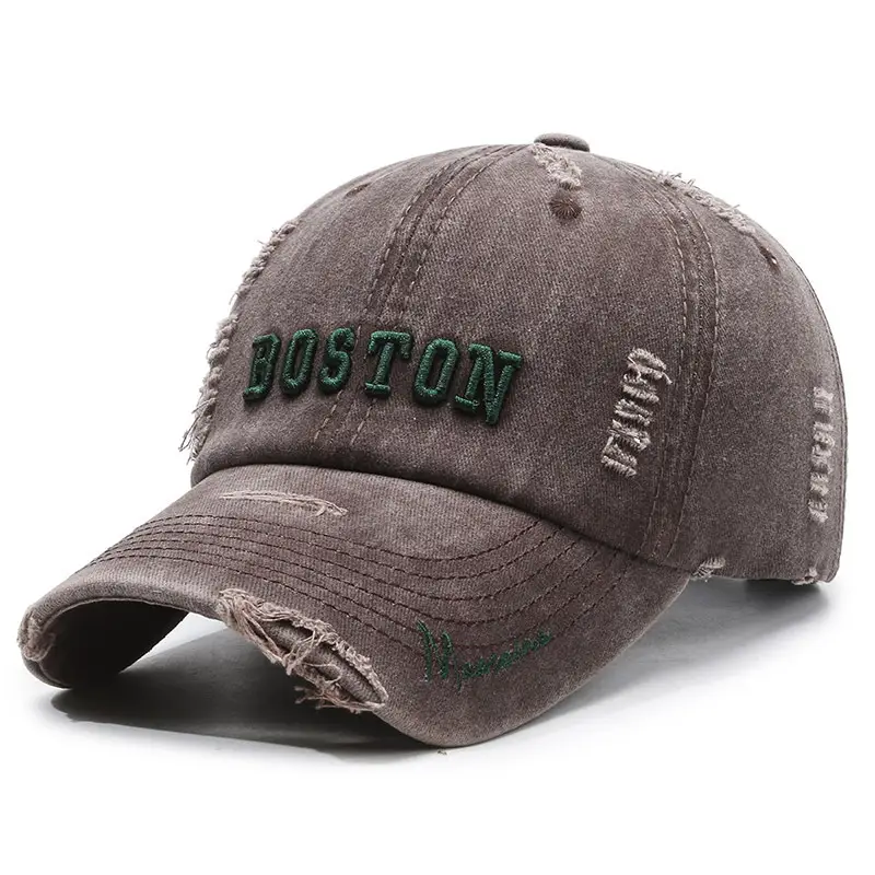 Maroon Distressed "BOSTOW" Embroidered Cap - Image 4