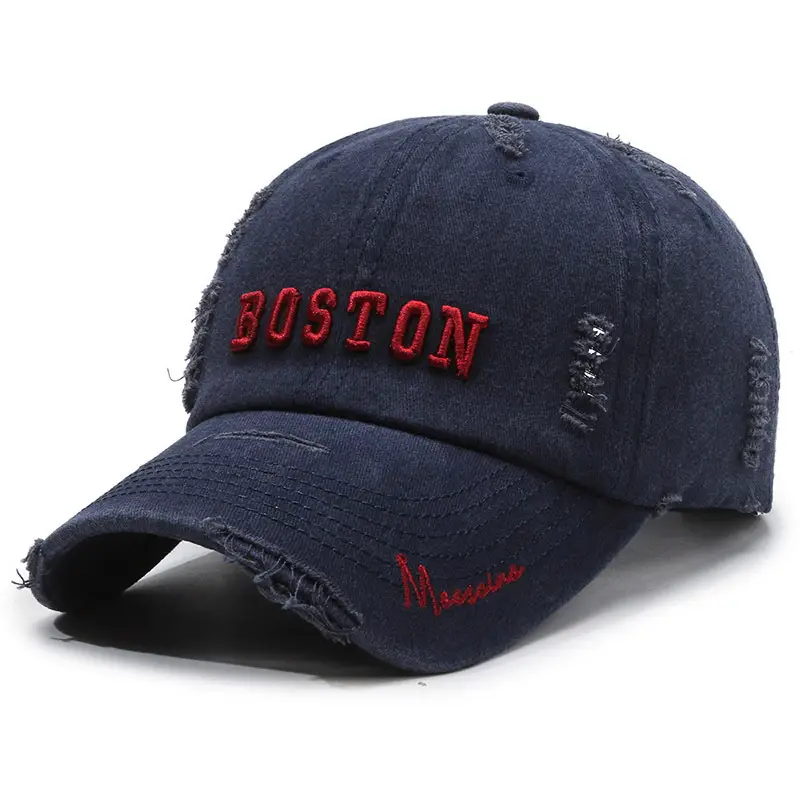 Maroon Distressed "BOSTOW" Embroidered Cap - Image 5