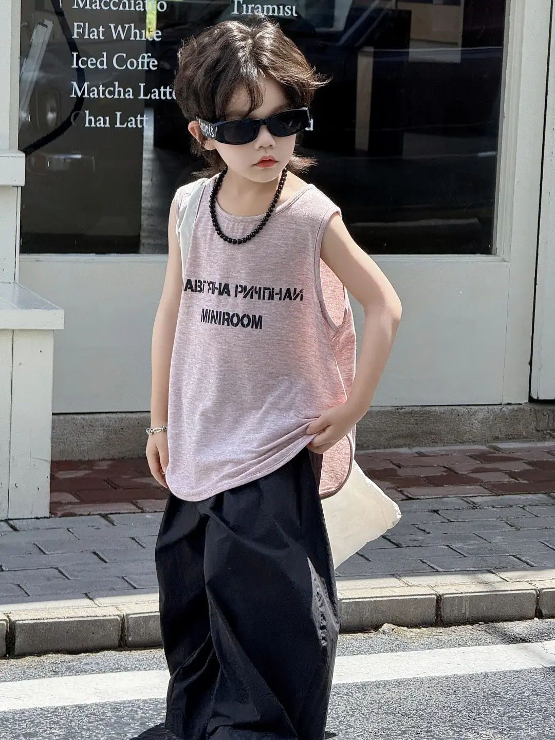 Kids Korean Style Sleeveless Top T-Shirt Grey — feature 2