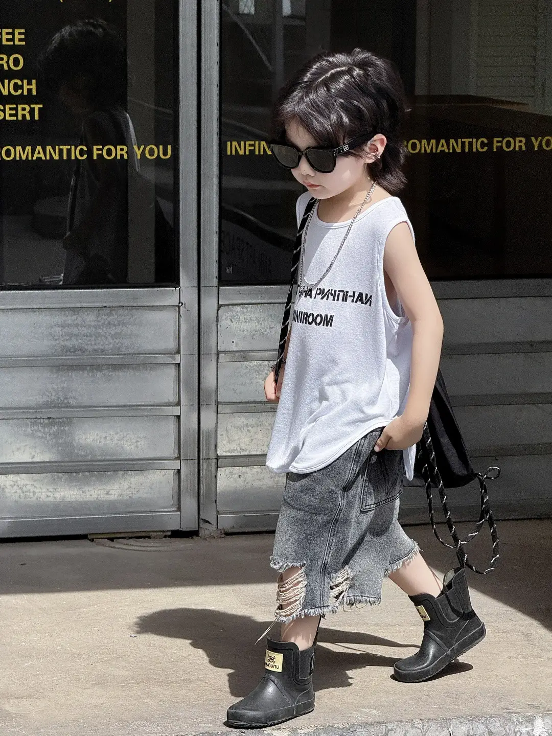 Kids Korean Style Sleeveless Top T-Shirt Grey — feature 6