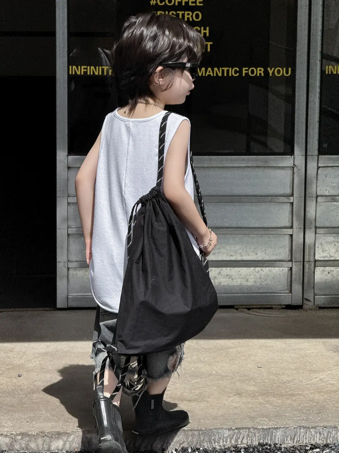 Kids Korean Style Sleeveless Top T-Shirt Grey — feature 7