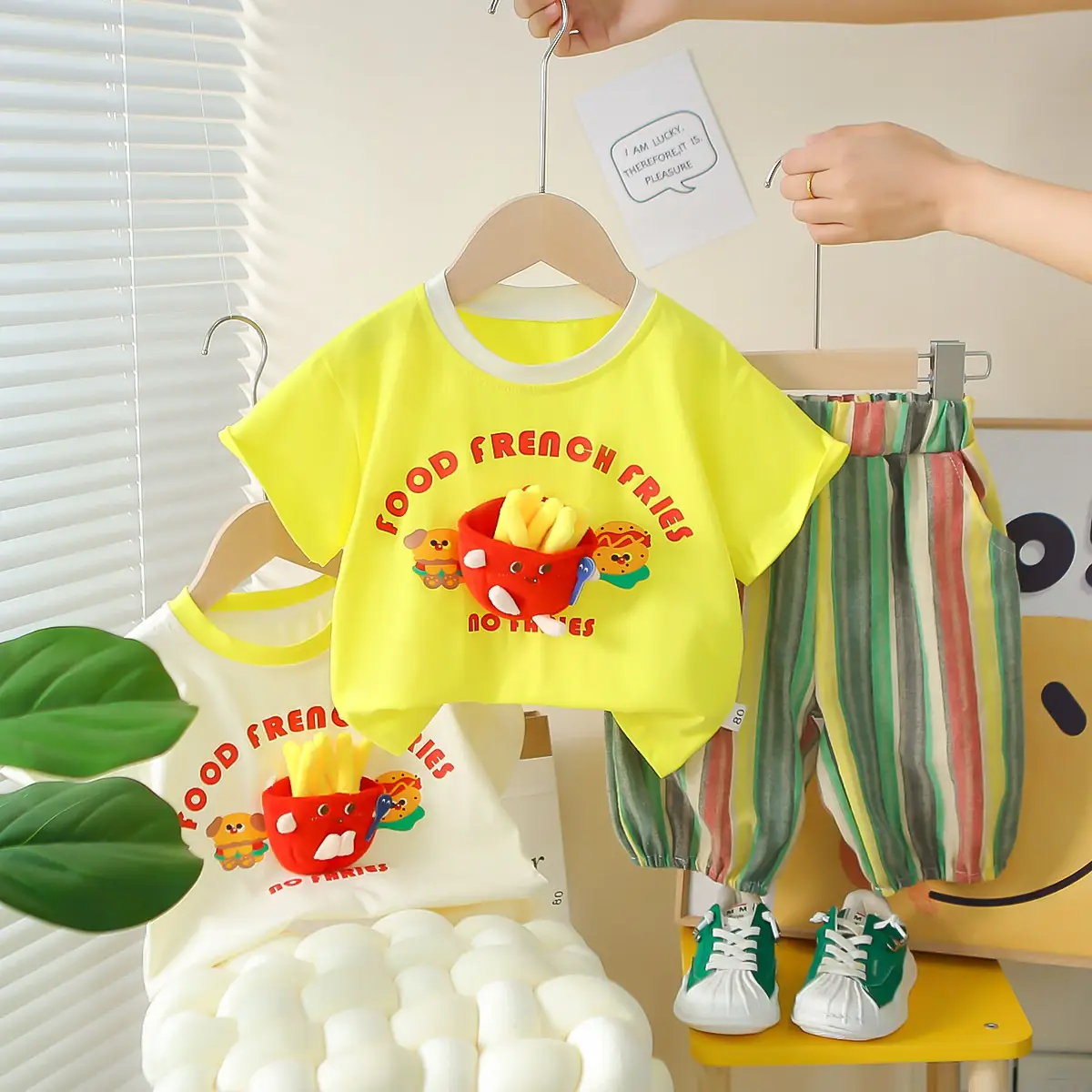 2025 Kids Cotton Fries T-Shirt Shorts Set — feature 1
