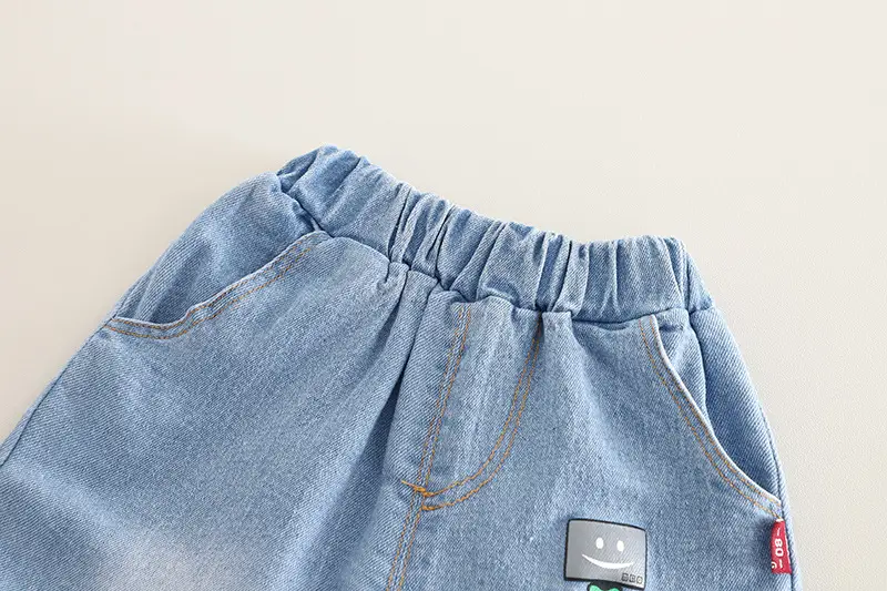Kids Summer T-Shirt Set Smudged Design Denim Shorts — feature 12