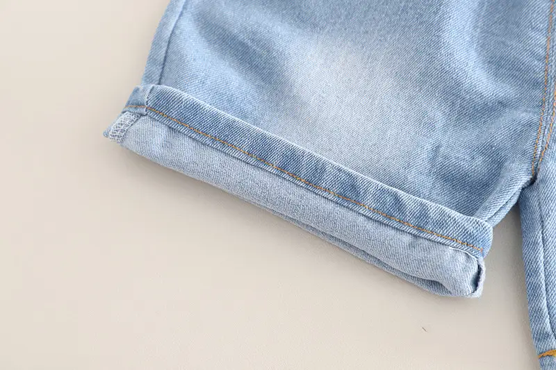 Kids Summer T-Shirt Set Smudged Design Denim Shorts — feature 15