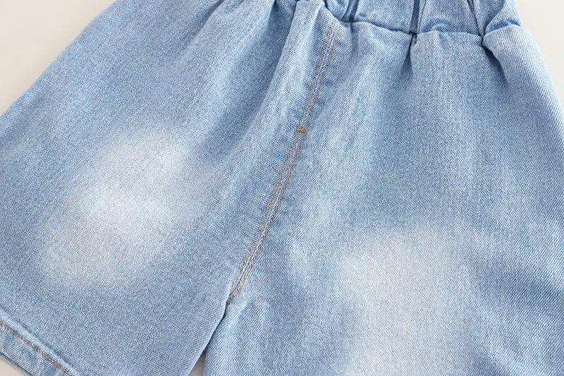 Kids Summer T-Shirt Set Smudged Design Denim Shorts — feature 16