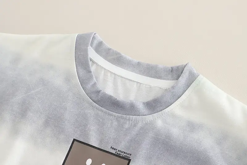 Kids Summer T-Shirt Set Smudged Design Denim Shorts — feature 7