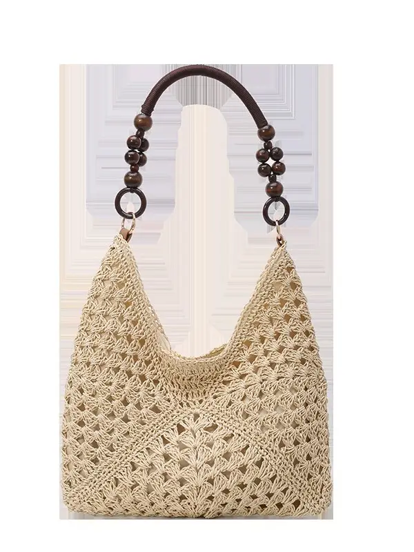 Korean Style Crossbody Bag with Braided Straw Handle - Image 9