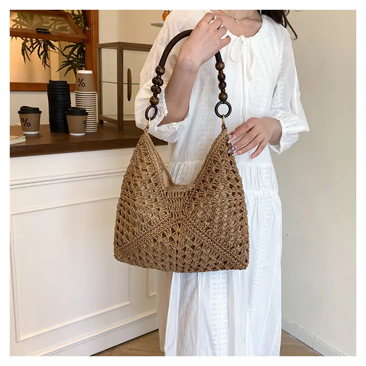 Korean Style Crossbody Bag with Braided Straw Handle — feature 10