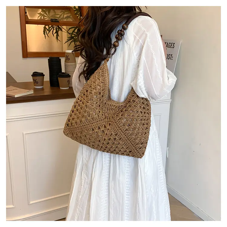 Korean Style Crossbody Bag with Braided Straw Handle — feature 11