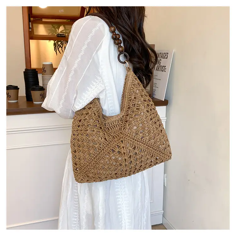 Korean Style Crossbody Bag with Braided Straw Handle — feature 12
