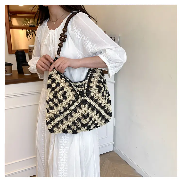 Korean Style Crossbody Bag with Braided Straw Handle — feature 13