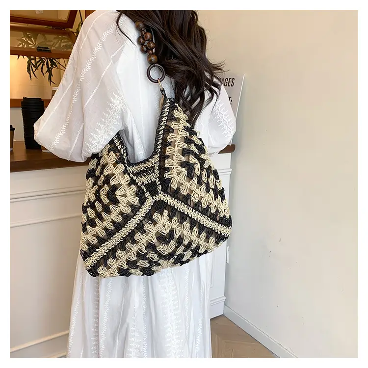 Korean Style Crossbody Bag with Braided Straw Handle — feature 14