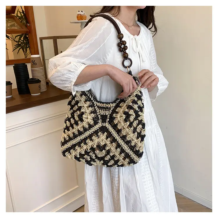 Korean Style Crossbody Bag with Braided Straw Handle — feature 15