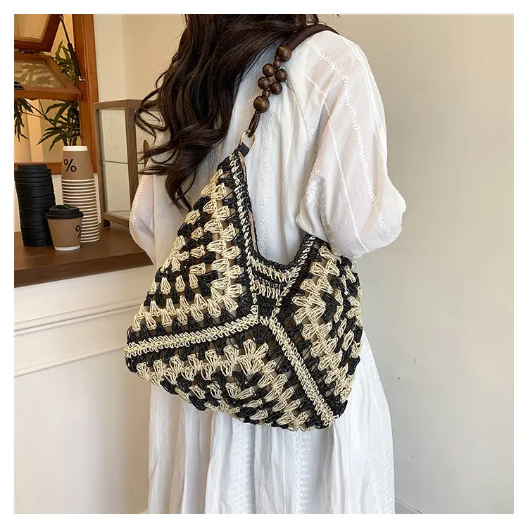 Korean Style Crossbody Bag with Braided Straw Handle — feature 16