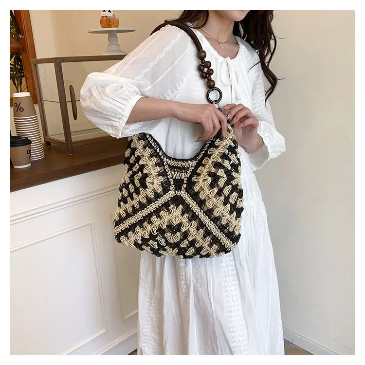 Korean Style Crossbody Bag with Braided Straw Handle — feature 17