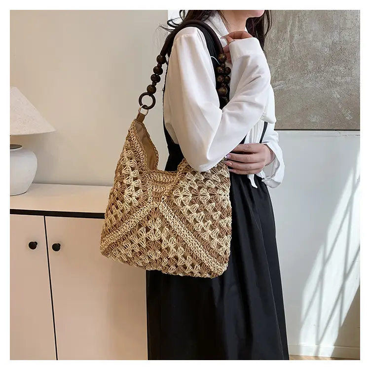 Korean Style Crossbody Bag with Braided Straw Handle — feature 18