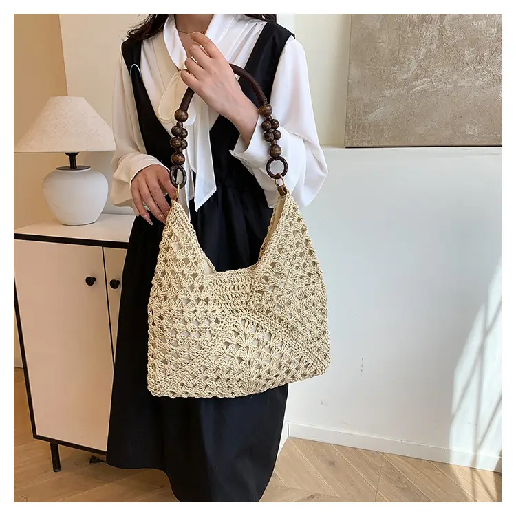 Korean Style Crossbody Bag with Braided Straw Handle — feature 26