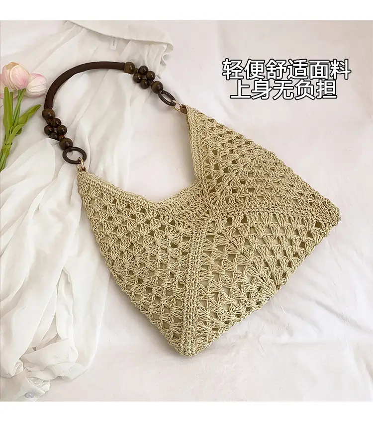Korean Style Crossbody Bag with Braided Straw Handle — feature 4