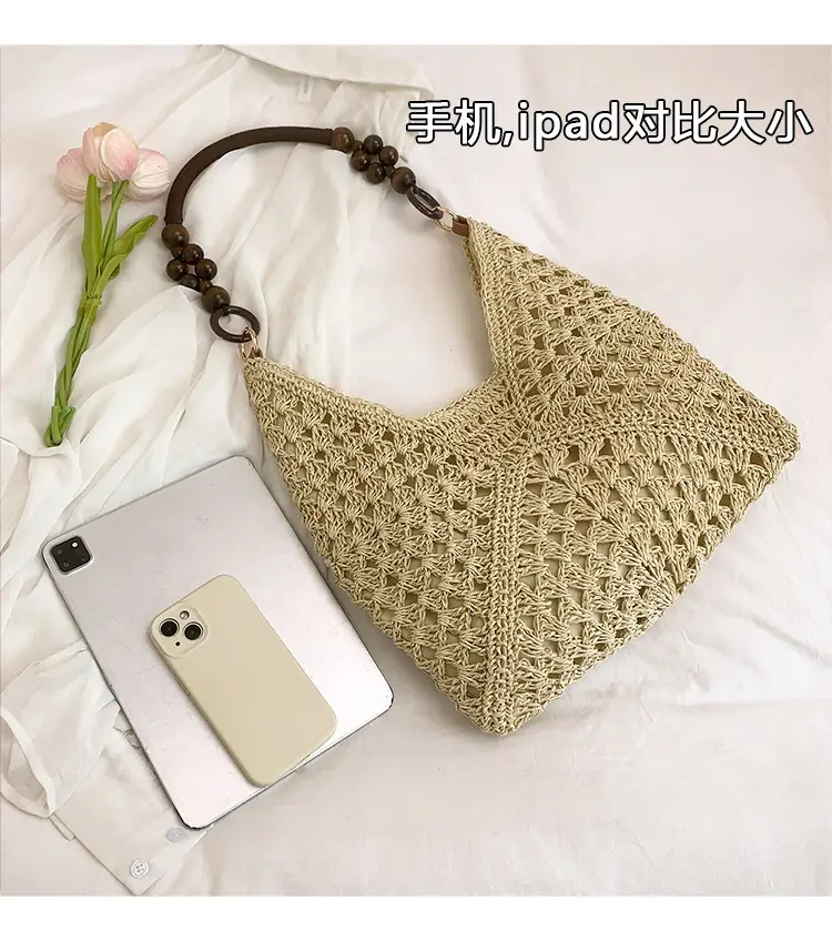 Korean Style Crossbody Bag with Braided Straw Handle — feature 5